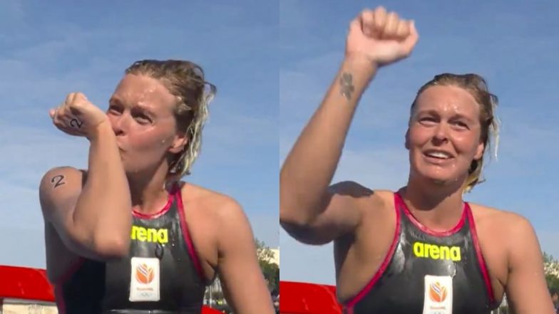 Dutch Runner Sharon Van Rouwendaal Dedicates Gold Medal to Late Dog Rio After Winning Women’s 10 Km Marathon Swimming at Paris Olympics 2024 (Watch Video)