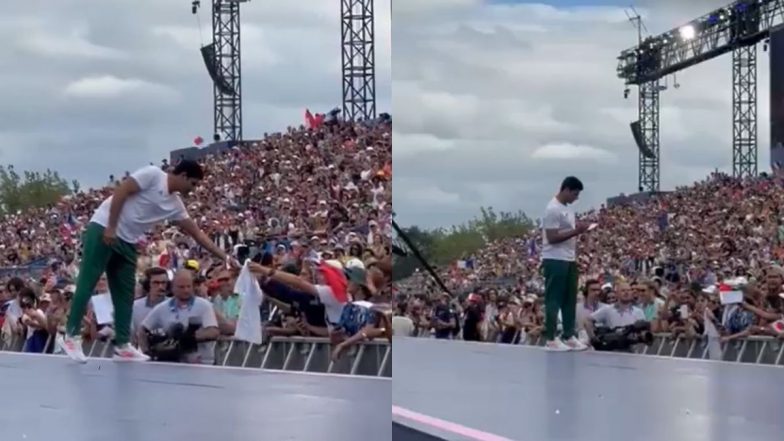 Arshad Nadeem Spotted Giving Autograph to Fans at Champions Park Near Eiffel Tower After Winning Historic Gold Medal in Men’s Javelin Throw at Paris Olympics 2024 (Watch Video)