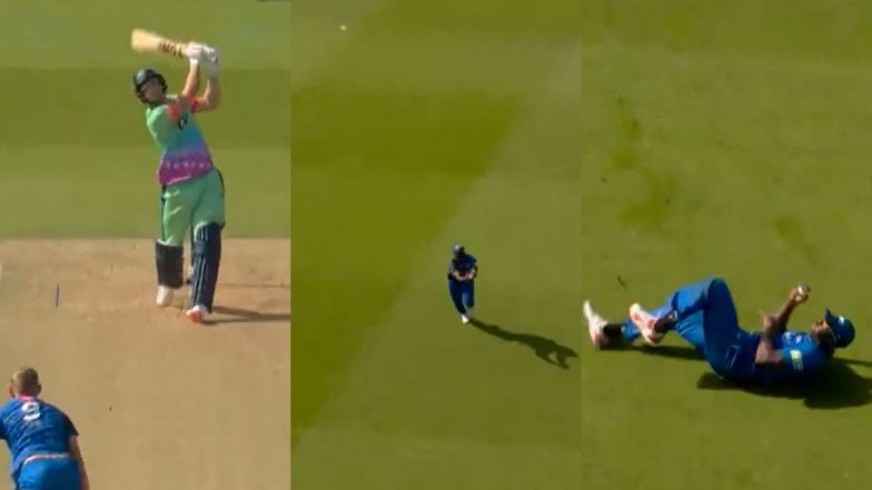 Andre Russell Takes Exceptional Catch Running Backwards to Dismiss Will Jacks During Oval Invincibles vs London Spirit Match in The Hundred 2024 (Watch Video)