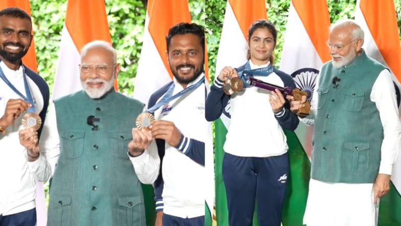 Prime Minister Narendra Modi Meets and Interacts With Medal Winners and Indian Contingent of Paris Olympics 2024 on Occasion of 78th Independence Day (Watch Video)