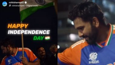 Independence Day 2024 Wishes: Indian Cricket Team Captain Rohit Sharma Extends Greetings to Indian Fans With a Special T20 World Cup 2024 Victory Parade Clip (See Post)