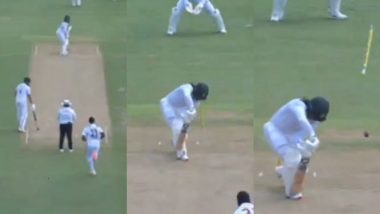 Tony de Zorzi’s Off-Stump Goes for a Walk As Jayden Seales Produces a Beauty During WI vs SA 2nd Test 2024 (Watch Video)