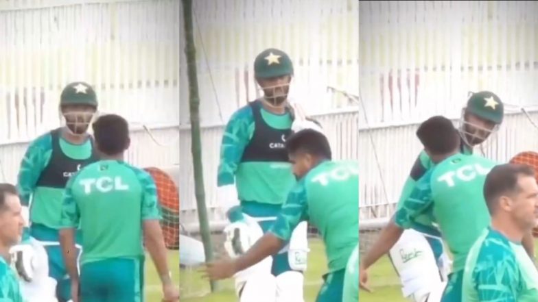 Babar Azam Gives Batting Advice to Shan Masood During Practice Session Ahead of PAK vs BAN 1st Test 2024 (Watch Video)