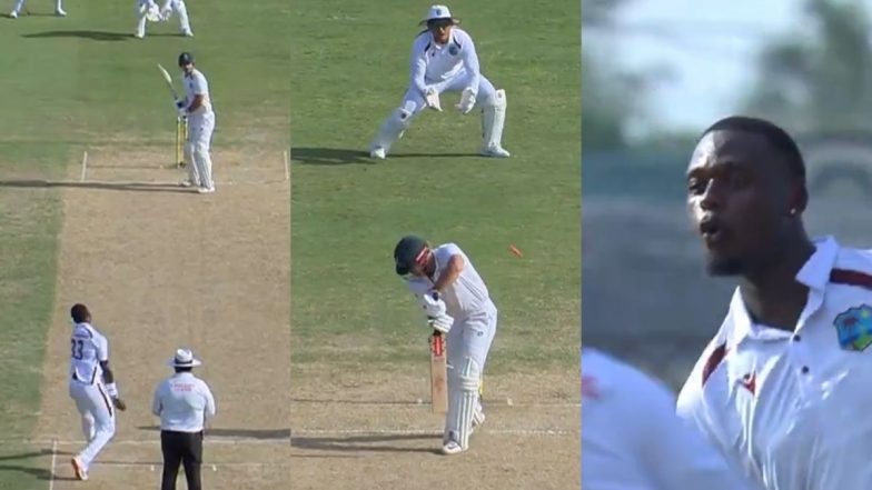 Jayden Seales Cleans Up David Bedingham With an Inswinging Beauty During WI vs SA 2nd Test 2024 (Watch Video)