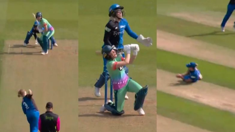 Danielle Gibson Pulls Off a Stunning Diving Catch To Dismiss Mady Villiers During Oval Invincibles Women vs London Spirit Women Match in The Hundred 2024 (Watch Video)