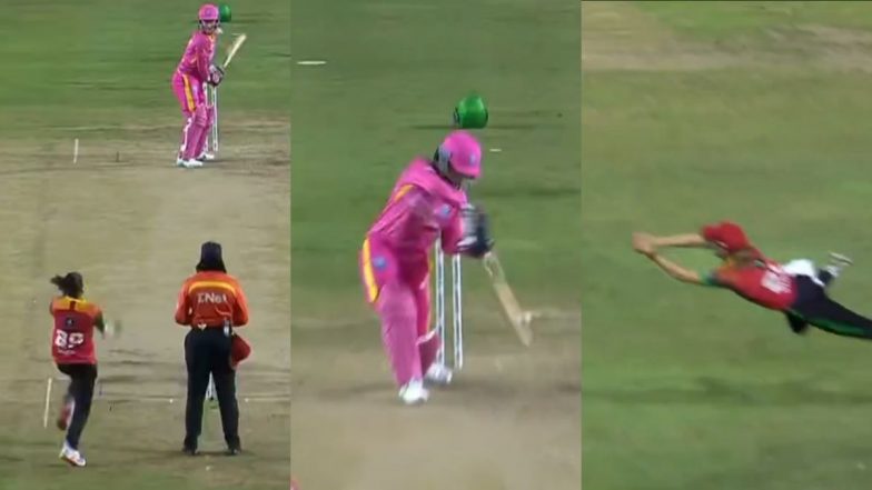 Erin Burns Takes Stunning Flying Catch at Point Off Shabnim Ismail During Barbados Royals Women vs Guyana Amazon Warriors Women WCPL 2024 Match (Watch Video)