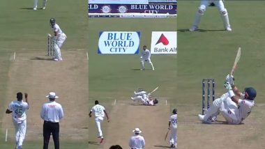 Mohammad Rizwan Falls on Ground Twice While Playing Cheeky Shots Off Nahid Rana During PAK vs BAN 1st Test 2024 (Watch Video)