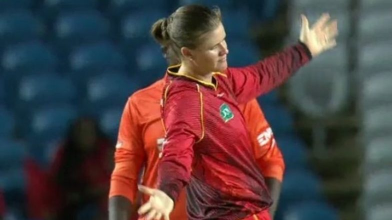 Jess Jonassen Performs Shah Rukh Khan’s Trademark Pose After Dismissing Aaliyah Alleyne During Trinbago Knight Riders Women vs Barbados Royals Women WCPL 2024 Match (Watch Video)