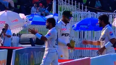 Mohammad Rizwan Throws Bat Towards Babar Azam While Returning to Dressing Room on Day 2 of PAK vs BAN 1st Test 2024 (Watch Video)