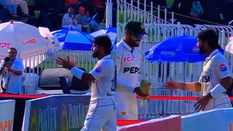 Mohammad Rizwan Throws Bat Towards Babar Azam While Returning to Dressing Room on Day 2 of PAK vs BAN 1st Test 2024 (Watch Video)