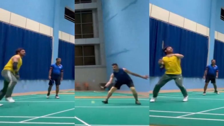 MS Dhoni Enjoys Badminton With Friends During off Time, Video Goes Viral