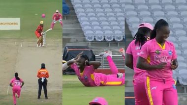 Aaliyah Alleyne Performs Unique ‘Skydiving’ Celebration After Dismissing Jannillea Glasgow During Barbados Royals Women vs Trinbago Knight Riders Women WCPL 2024 Final (Watch Video)