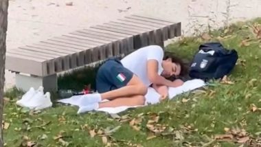 Paris Olympics 2024 Gold Medal Winning Swimmer Thomas Ceccon Spotted Sleeping in Park After Complaining About Conditions in Games Village (See Pic and Video)