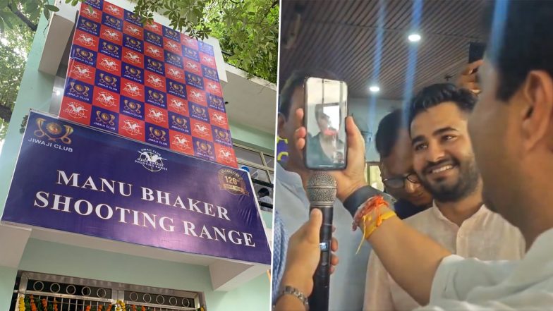 Union Minister Jyotiraditya Scindia Inaugurates 'Manu Bhaker Shooting Range' in Madhya Pradesh's Gwalior, Talks to Paris Olympics 2024 Double Medallist on Video Call (Watch Videos)