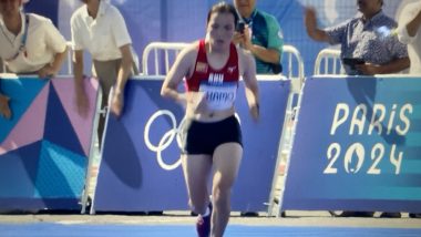 Crowd Cheers for Kinzang Lhamo, Bhutan’s Only Female Athlete at Paris Olympics 2024, As She Completes Women's Marathon; Gets Rousing Reception Despite Finishing Last (Watch Video)