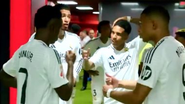 Kylian Mbappe, Jude Bellingham, Vinicius Jr and Rodrygo Discuss Tactics in Tunnel During Half-Time of Mallorca vs Real Madrid LaLiga 2024-25 Match, Video Goes Viral