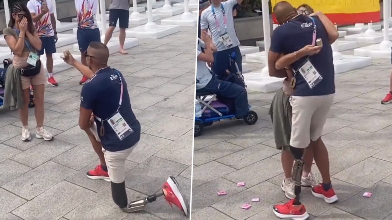 Paris Paralympics 2024: Spain's Para-Triathlete Lionel Morales Gonzalez Proposes to Partner Jessica at Paralympic Village, Video Goes Viral