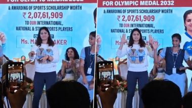 Manu Bhaker Dances With School Kids In A Felicitation Event Following Her Double-Bronze Medal Triumph in Paris Olympics 2024, Video Goes Viral