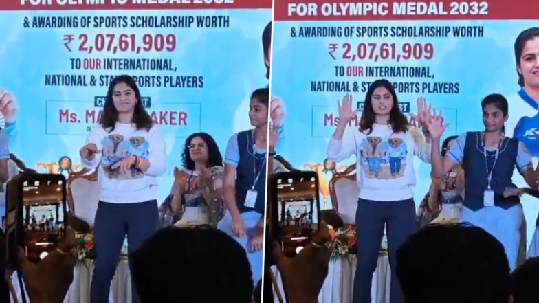 Manu Bhaker Dances With School Kids In A Felicitation Event Following Her Double-Bronze Medal Triumph in Paris Olympics 2024, Video Goes Viral