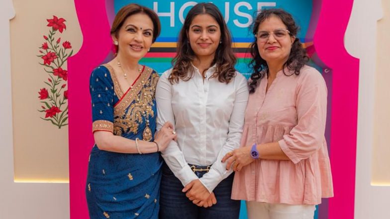 Double Bronze Medallist Manu Bhaker Returns to Paris to be India's Flag Bearer in Olympic Games 2024 Closing Ceremony, Meets Nita Ambani at India House (See Pic)