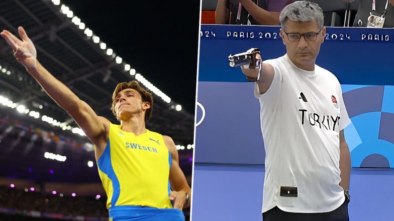 Mondo Duplantis Does Yusuf Dikec Celebration After He Wins a Gold Medal, Breaks Own World Record in Men's Pole Vault at Paris Olympics 2024 (See Pic And Video)