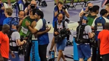 Silver Medallist Neeraj Chopra Interacts With Arshad Nadeem After Pakistan Star Wins Gold in Men’s Javelin Throw at Paris Olympics 2024 (Watch Video)