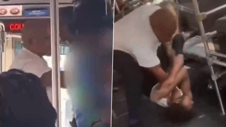 ‘You Want To Spit?’: New Jersey Bus Driver Brutally Assaults Passenger, Rains Punches on Victim for Allegedly Spitting on Him Mid-Route in US; Disturbing Video Surfaces