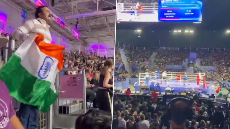 Nishant Dev's Father Cheers for Him From Stands During Men's 71 Kg Round of 16 Match Against Jose Gabriel Rodriguez Tenorio at Paris Olympics 2024, Video Goes Viral