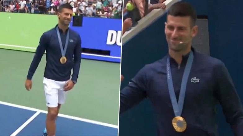 US Open 2024: Novak Djokovic Walks Onto Court With Paris Olympics Gold Medal, Video Goes Viral