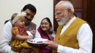 PM Narendra Modi Blesses Madhya Pradesh BJP MP Gyaneshwar Patil&rsquo;s Granddaughter Janki Patil During Meeting in Delhi (See Pics)