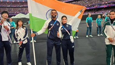 PR Sreejesh Shares Picture of Carrying Indian Flag With Manu Bhaker at Paris Olympics 2024 Closing Ceremony, Writes ‘A Great Way To Sign-Off’