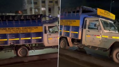 'Driverless Car' in Pune: PMC Road Maintenance Van With Driver Seat Vacant Speeds in Reverse on Vaiduwadi Flyover, Video Goes Viral