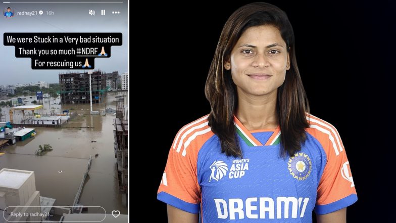 India Women's Cricketer Radha Yadav Thanks NDRF for Rescue From Flood-Hit Vadodara After Heavy Rainfall in Gujarat (Watch Video)