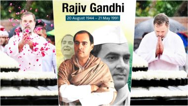 'Papa, Your Dreams for India Are My Own' Rahul Gandhi Pays Floral Tribute to Rajiv Gandhi on His 80th Birth Anniversary, Shares Photos From Veer Bhumi