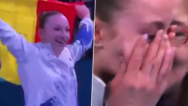 Romanian Gymnast Ana Barbosu’s Joy Turns Into Tears After Losing Bronze Medal to USA’s Jordan Chiles Following Late Score Change in Women’s Floor Exercise Event at Paris Olympics 2024 (Watch Video)