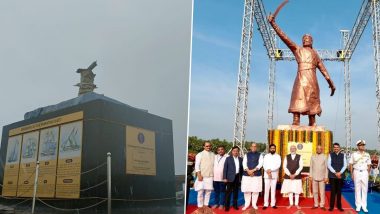 Chhatrapati Shivaji Maharaj Statue Collapses in Malvan: 35-Foot Statue of Maratha King, Unveiled by PM Narendra Modi at Rajkot Fort, Falls Down (See Pics)