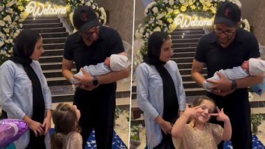 Shahid Afridi Gives a Heartwarming Welcome to Grandson 'Aliyaar' With His Daughters, Video Goes Viral