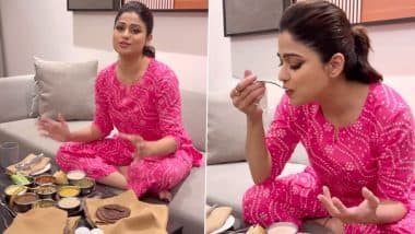 Shamita Shetty Relishes Uttarakhand Cuisine: Bigg Boss 15 Star Shares Video of Big Thali Loaded With Flavourful Dishes Kumaoni Raita, Hemp Paneer and Jakhiya Rice