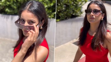 Shehnaaz Gill Stuns in a Vibrant Red Dress, Gives Fans and Followers a Cheeky Wink in Latest Video (Watch)