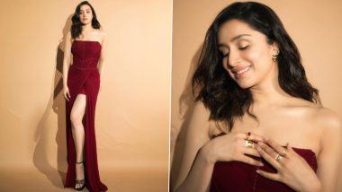 Shraddha Kapoor Paints the Town Red in Stunning Strapless Corset Gown With a Thigh-High Slit (View Pictures)