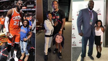 How Tall Is Simone Biles? Old Pictures and Videos of the Champion American Gymnast Next to Shaquille O'Neal, LeBron James and Others, Depicting Startling Height Difference Resurface Amid Paris Olympics Action