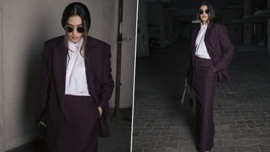 Sonam Kapoor Serves Major Style Inspiration in Purple Skirt Suit Set, Actress Redefines Corporate Chic in Stylish Ensemble (View Pictures)