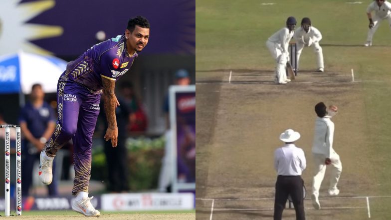 Shreyas Iyer Imitates Sunil Narine's Action as He Bowls During TNCA XI vs Mumbai Match in Buchi Babu Cricket Tournament 2024 (Watch Video)