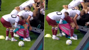 West Ham Footballer Tomas Soucek Rescues Young Spectator After He Gets Trapped Under Advertisement Board During Premier League 2024-25 Match Against Crystal Palace (Watch Video)