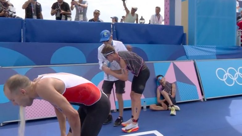 Video of Canada’s Tyler Mislawchuk Vomiting While Finishing Men’s Triathlon Event at Paris Olympics 2024 Shared With False Claims of Athlete's Condition Due to Polluted Seine River Water