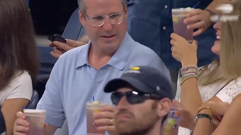 Date Gone Wrong? US Open Shares Awkward Moment of Tennis Fan Holding Drinks for His ‘Date,’ Left Confused After Another Man Swoops In To Hand Her the Beverage (Watch Viral Video)