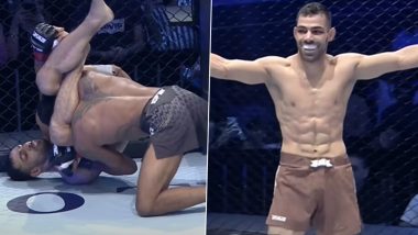 BRAVE CF 85: Pakistani MMA Fighter Zia Mashwani Forces India’s Bharat Khandare into Submission at Mixed Martial Arts Asian Championship 2024 Held in Lahore (Watch Video)