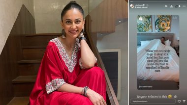 Rakul Preet Singh Shares Hilarious Struggle With Hotel Room Comforters in New Insta Post, Asks Fans, ‘Anyone Relate to This?’