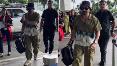 Sunny Deol Arrives at Mumbai Airport in Trendy Outfit and Black Bucket Hat (Watch Video)