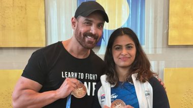 John Abraham Meets Manu Bhaker, Praises Her Olympic Medal Achievements; Actor Says, ‘She Has Made India Proud’ (View Pic)